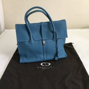NWT Nagatani Made in Japan Large Tote w/Dust bag Blue Leather